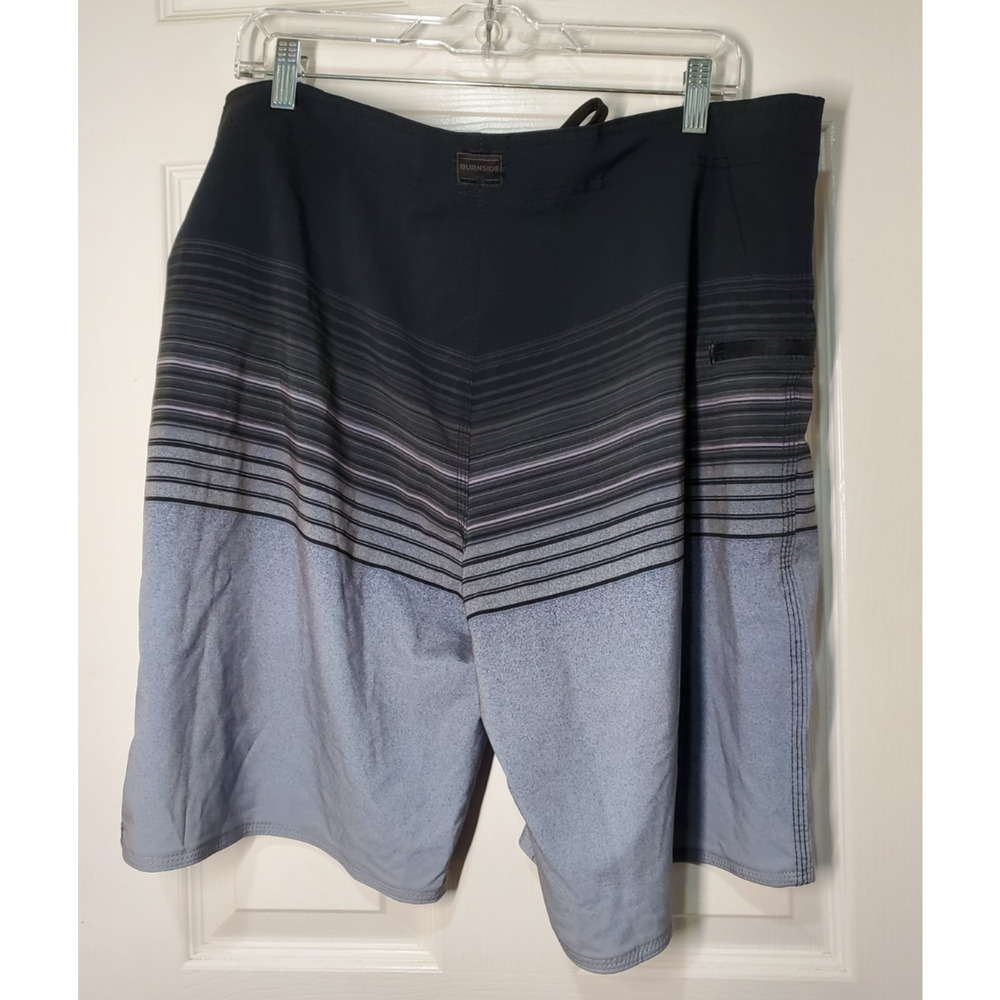 Burnside Men’s Board Shorts Gray Black Stripe Quick Dry Stretch Size 36 NWT - Picture 15 of 15